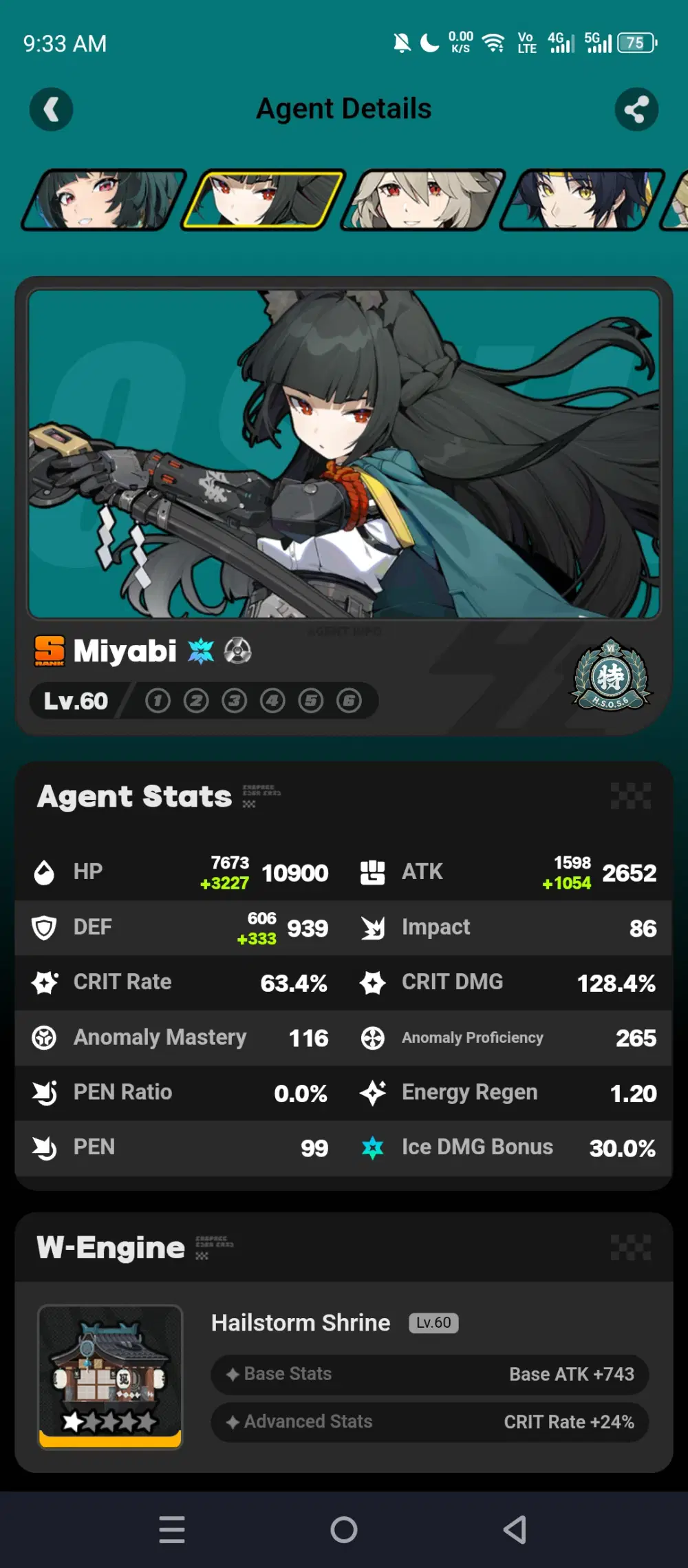 My Miyabi Stats (F2P) Zenless Zone Zero | HoYoLAB