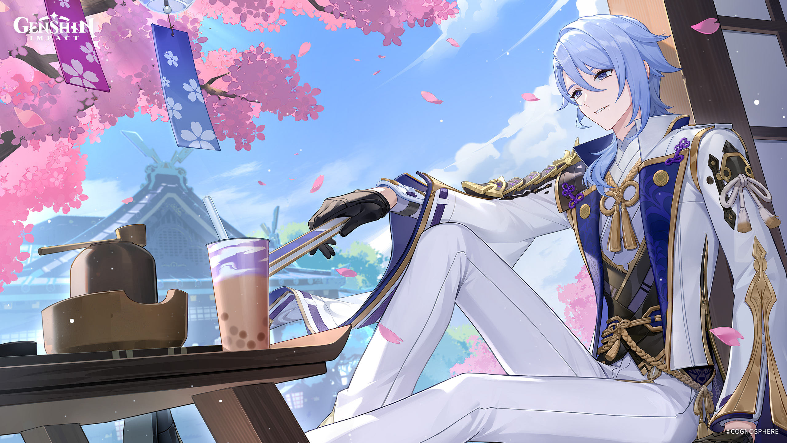 NEW Kamisato Ayato official illustrations 💙🧋 Genshin Impact