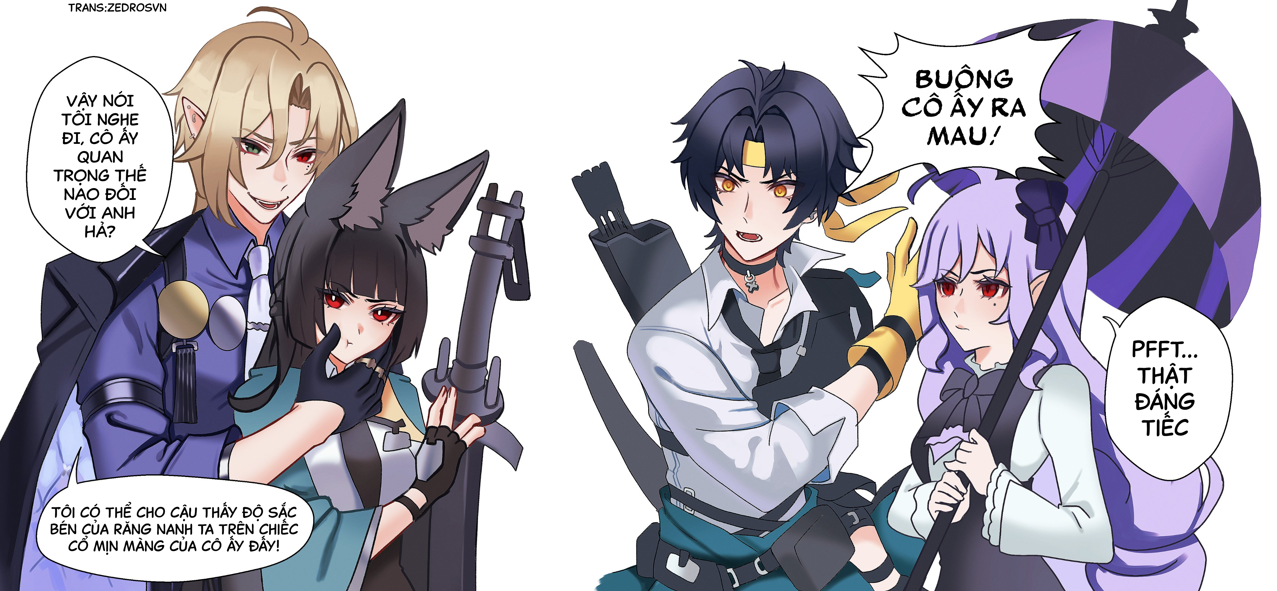 Perbandingan visual Harumasa dan Miyabi melawan Hugo dan Vivian dalam ZZZ