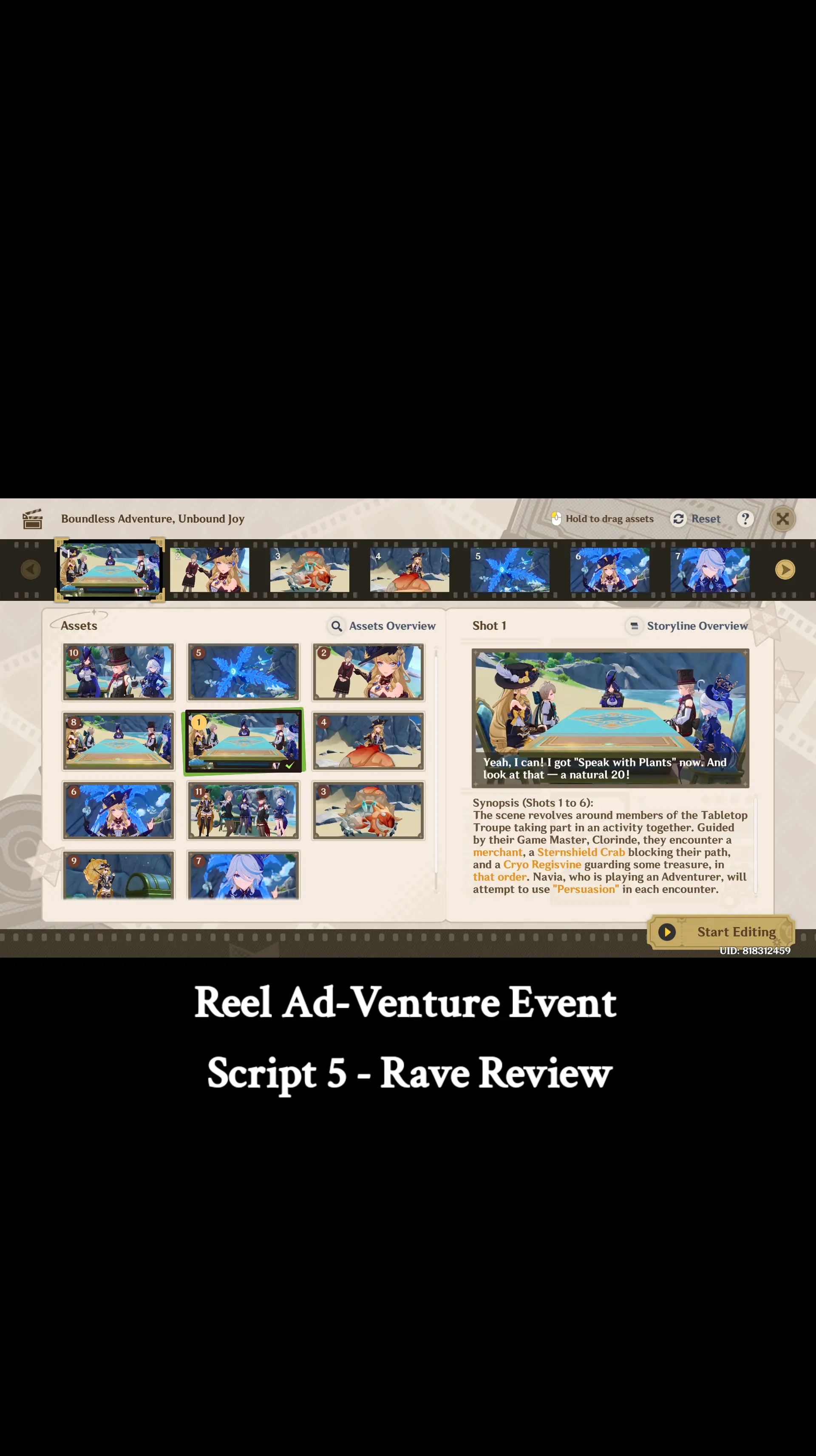 Rave Scripts Reel Ad-Venture Event Script 5 - Rave Review Genshin Impact | HoYoLAB