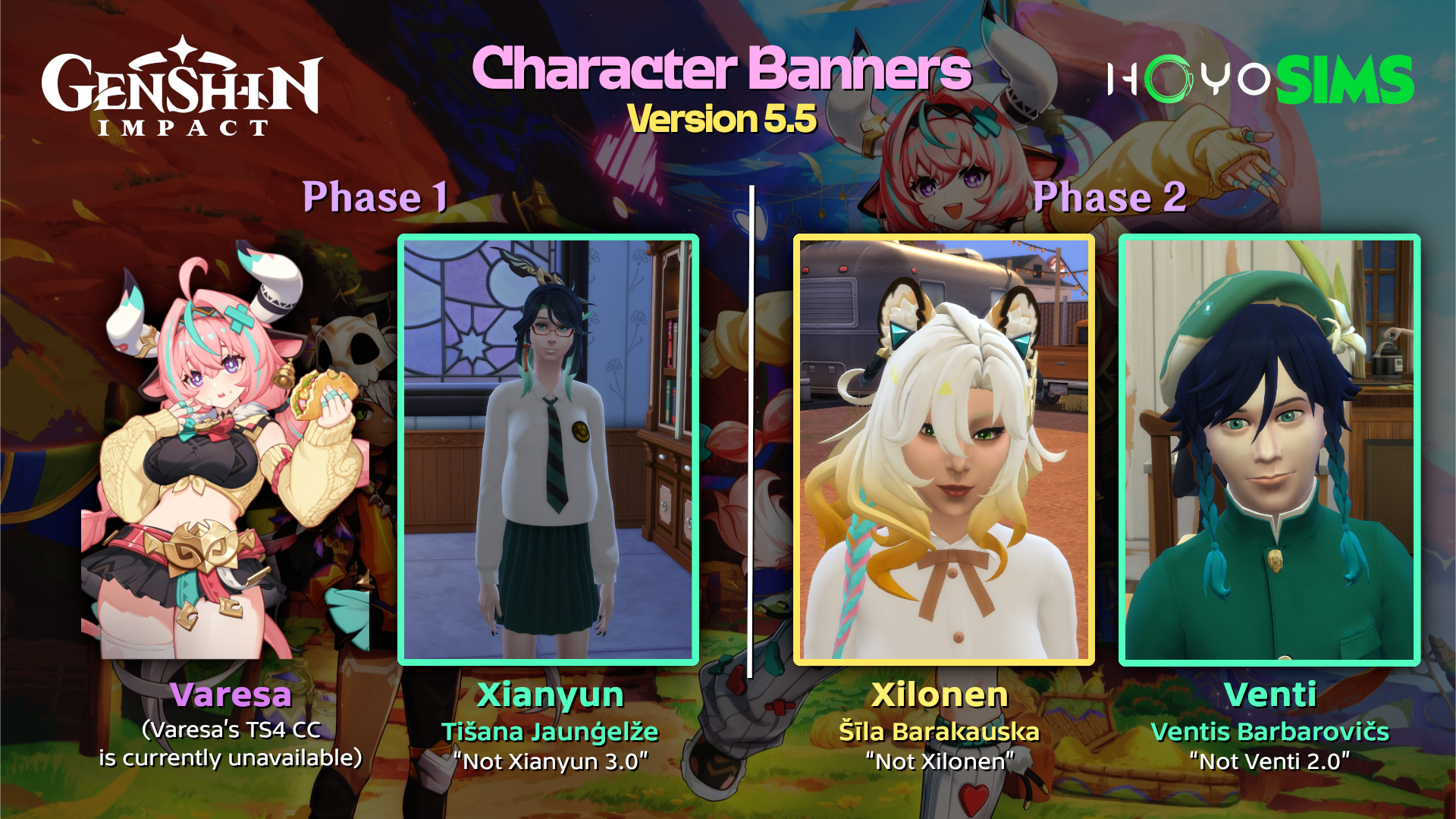 Version 5.5 Character Banners but it's invaded by HoYoSims (
