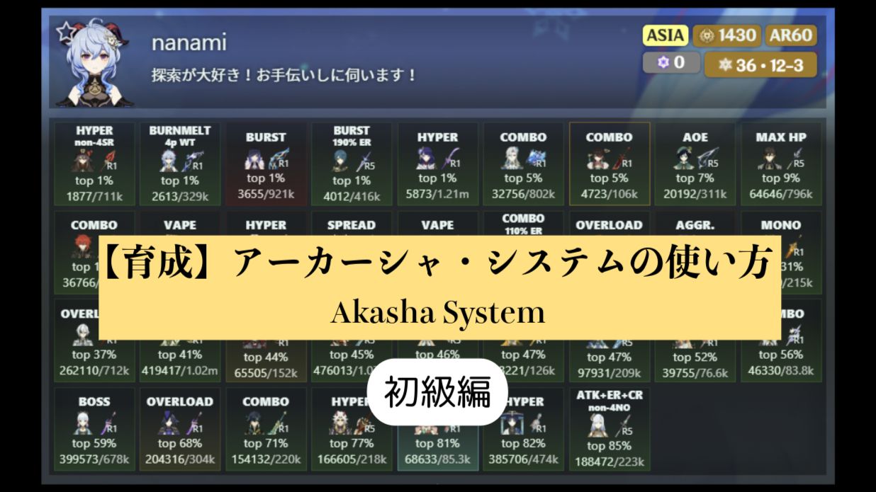 私のキャラは今どのくらい？】アーカーシャ・システムの使い方【初級編】※更新あり Genshin Impact | HoYoLAB