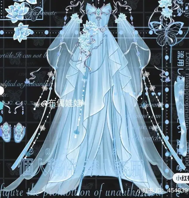 blue and white bell sleeve dress St. Germain Embellished Long Sleeve Mini Dress in Blue