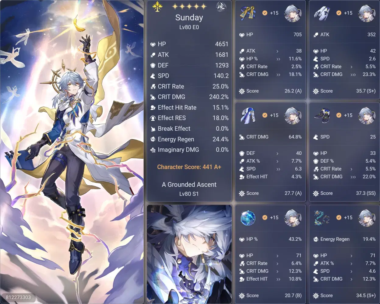 yay SS phainon and 140 spd sunday wth 240 cdmg n er maybe if