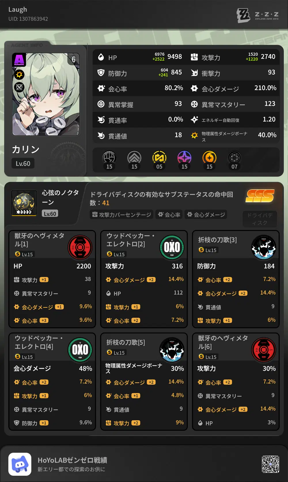 カリンちゃんのディスク評価SSS達成！！！ Zenless Zone Zero | HoYoLAB