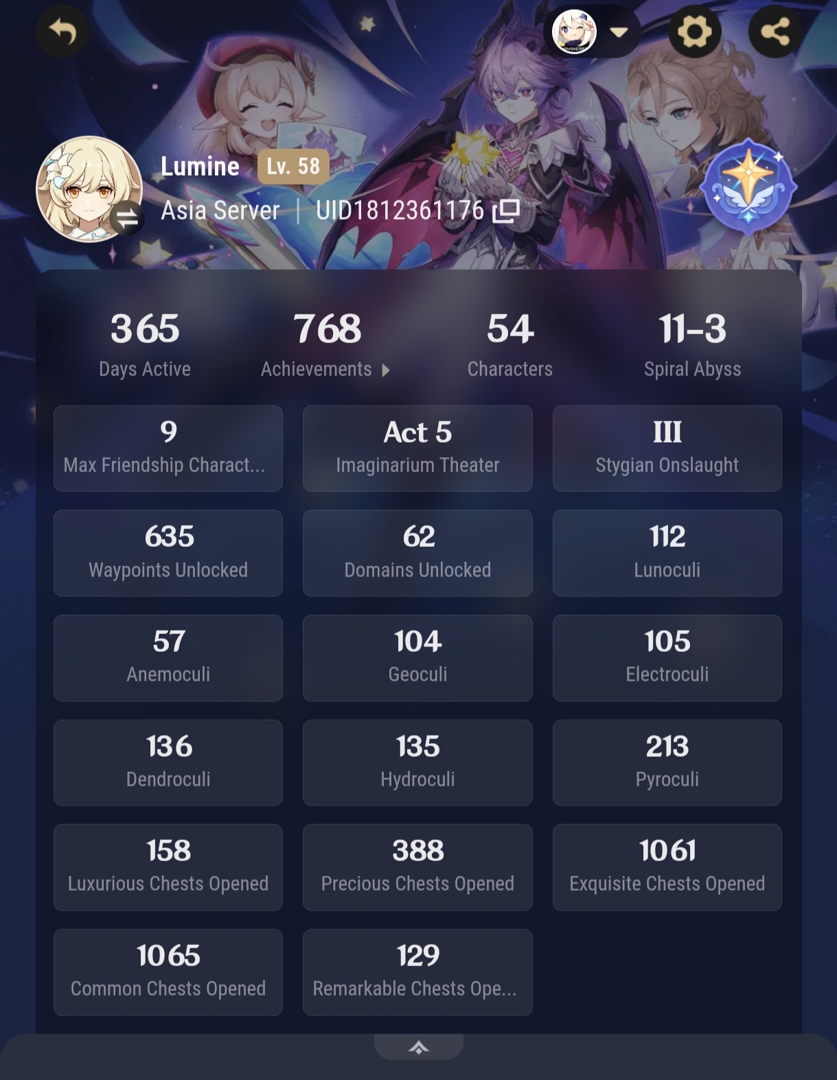 My Genshin Impact account after playing for 1 year! Genshin Impact ...