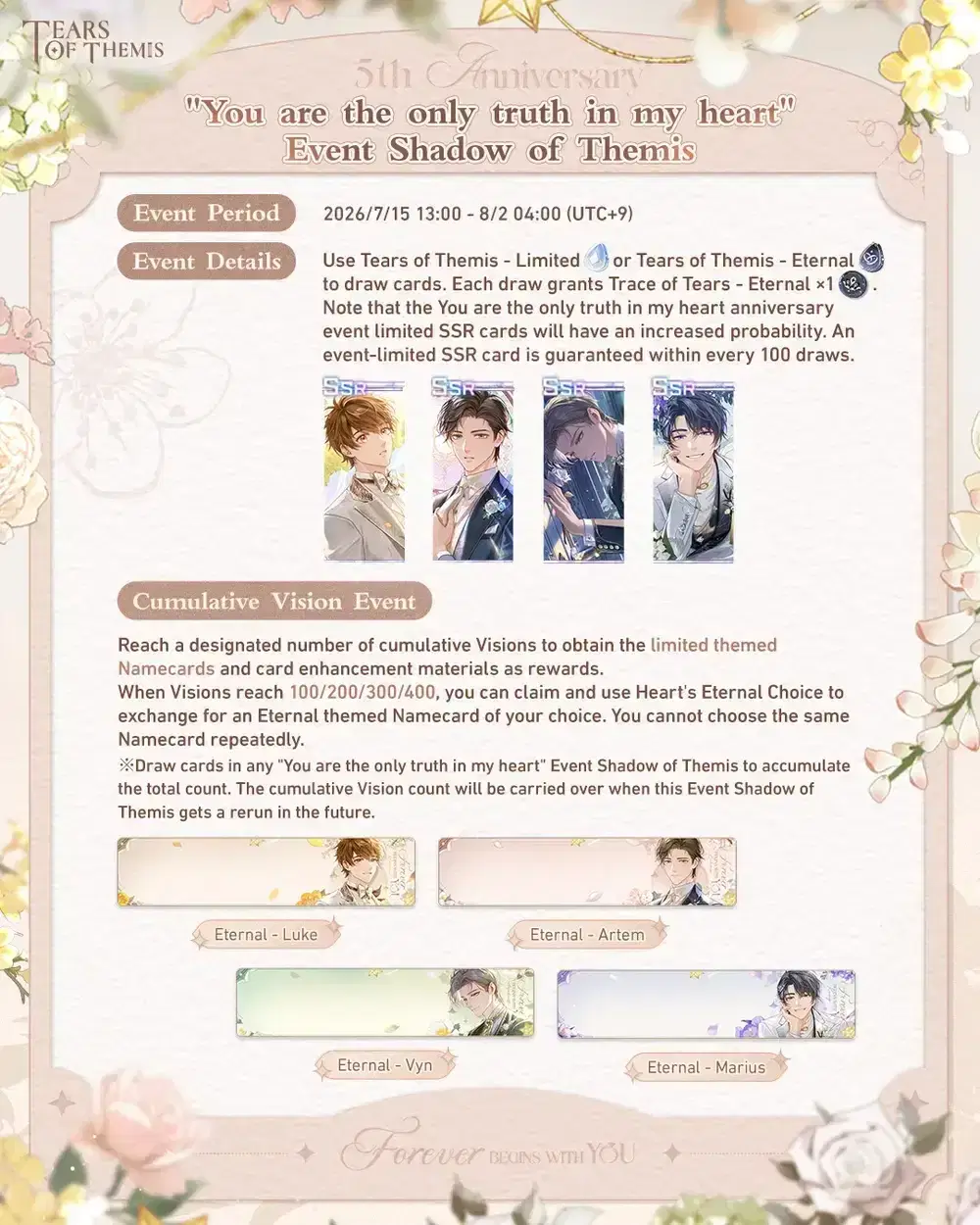 ✦ You are the only truth in my heart ✦ Anniversary Event Series
