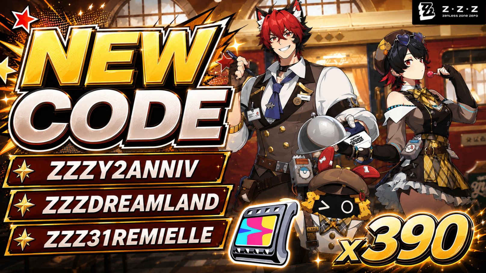 ZZZ】New Codes – ✨300 Polychrome✨- ZZZY2ANNIV ZZZDREAMLAND