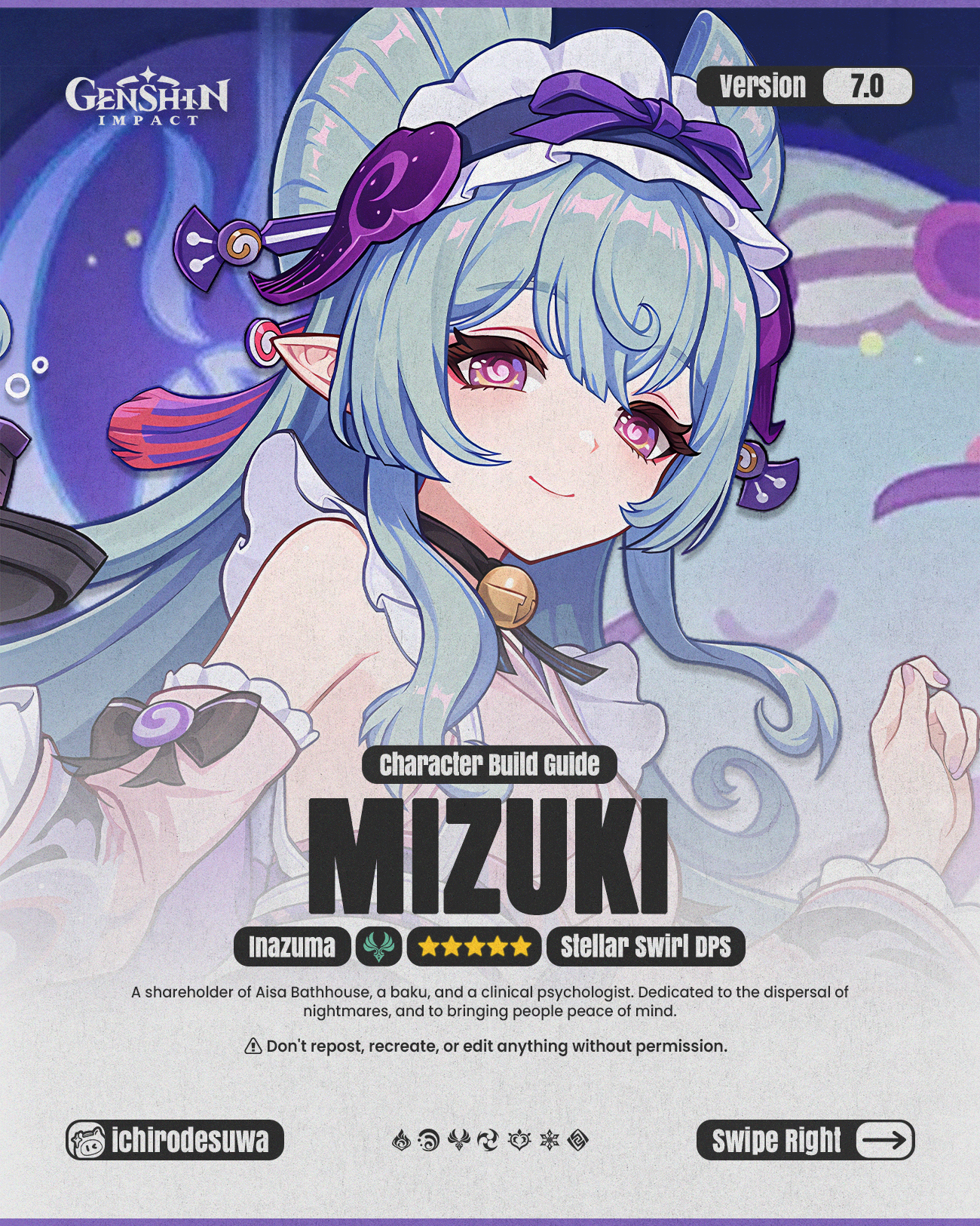 Yumemizuki Mizuki Build Guide (Stellar Swirl DPS) — Infographic